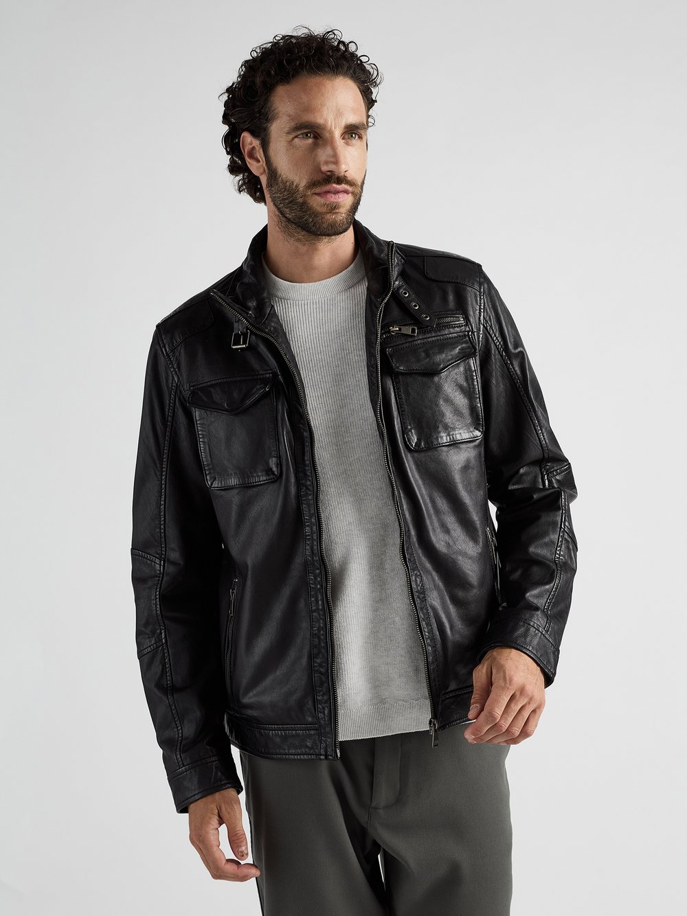 Thumbnail - JCC Lederjacke Herren schwarz, 56