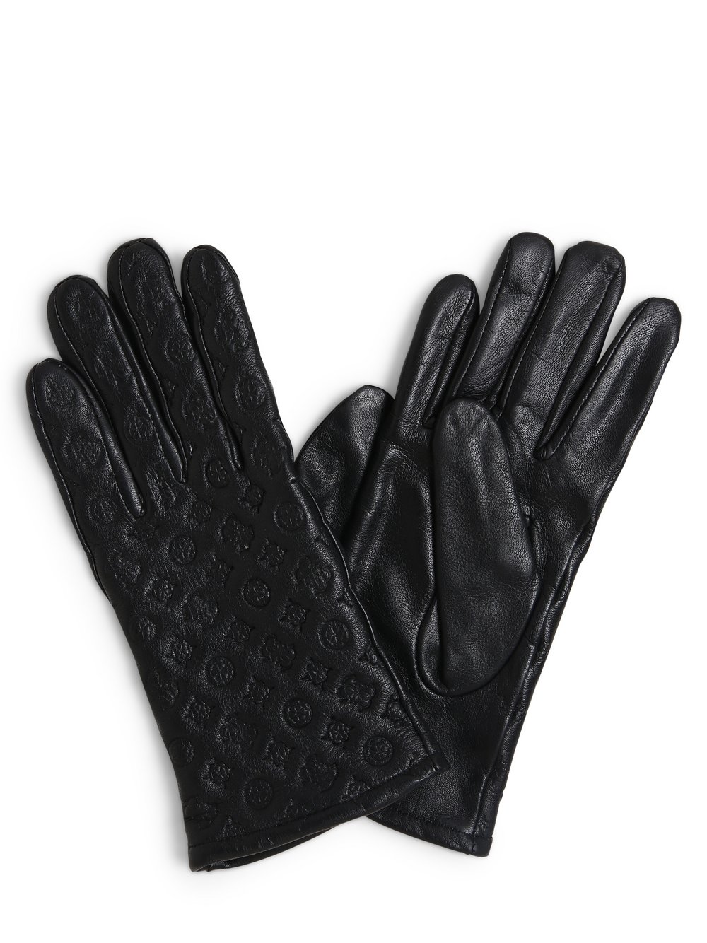 GUESS - Skórzane rękawiczki damskie, czarny