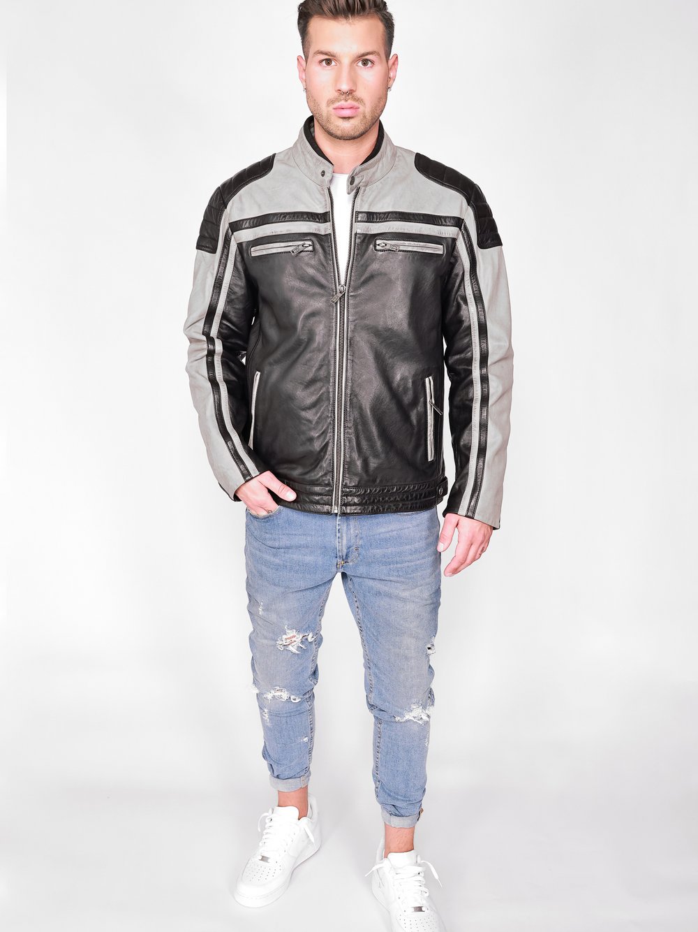 JCC Lederjacke Herren mehrfarbig gemustert, 50