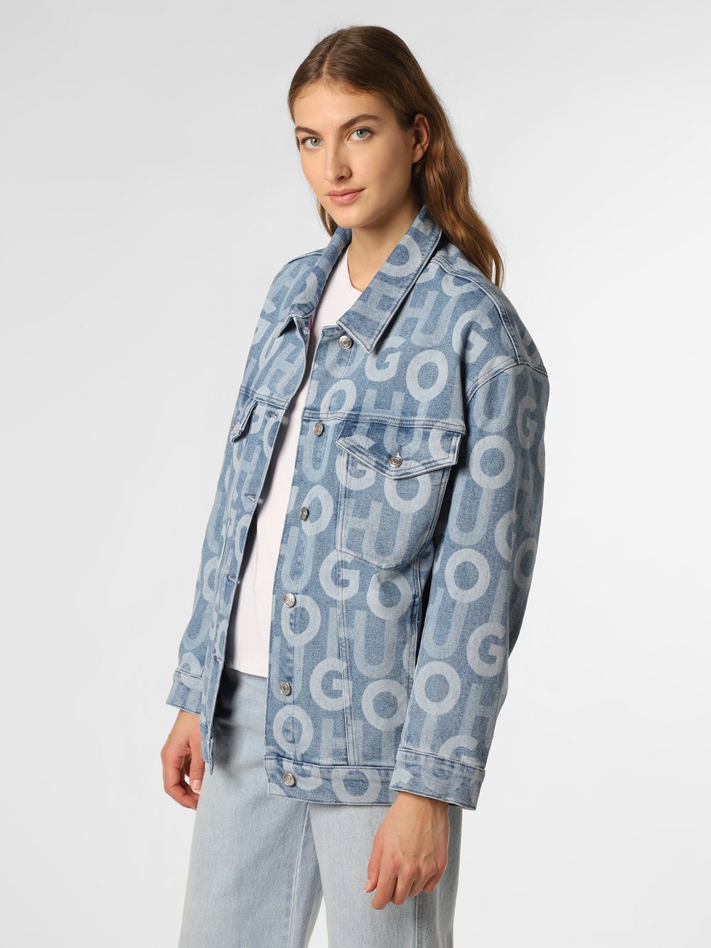 HUGO - Damska kurtka jeansowa – The Icon, niebieski