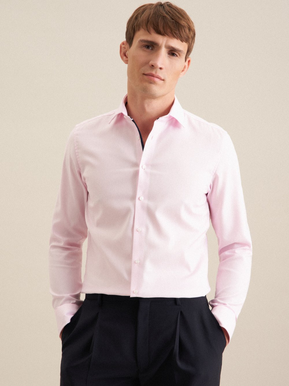 Seidensticker Business Hemd Herren Slim Fit Baumwolle rosa, 43