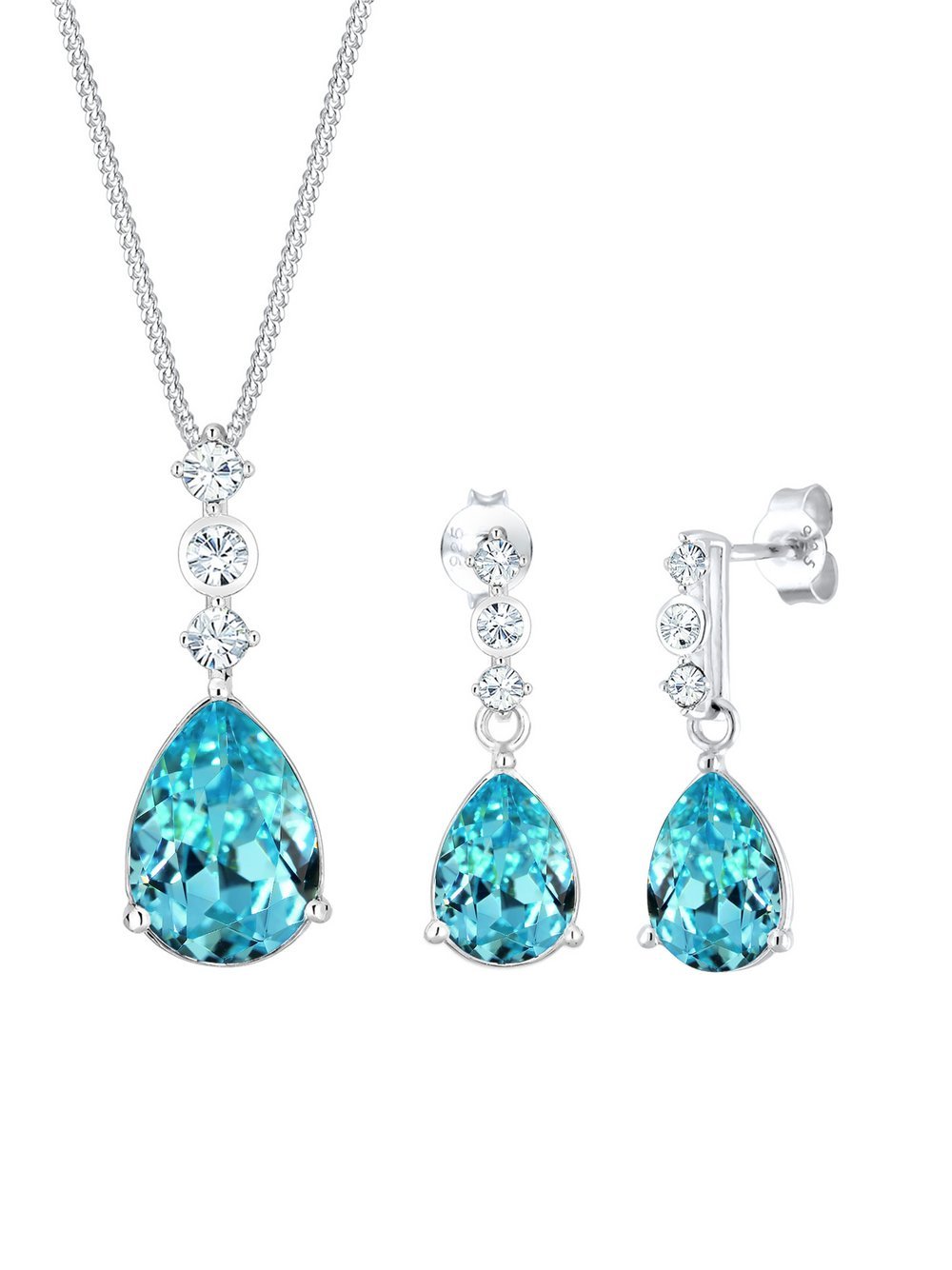 Elli PREMIUM Schmuckset Damen Sterlingsilber blau, 45