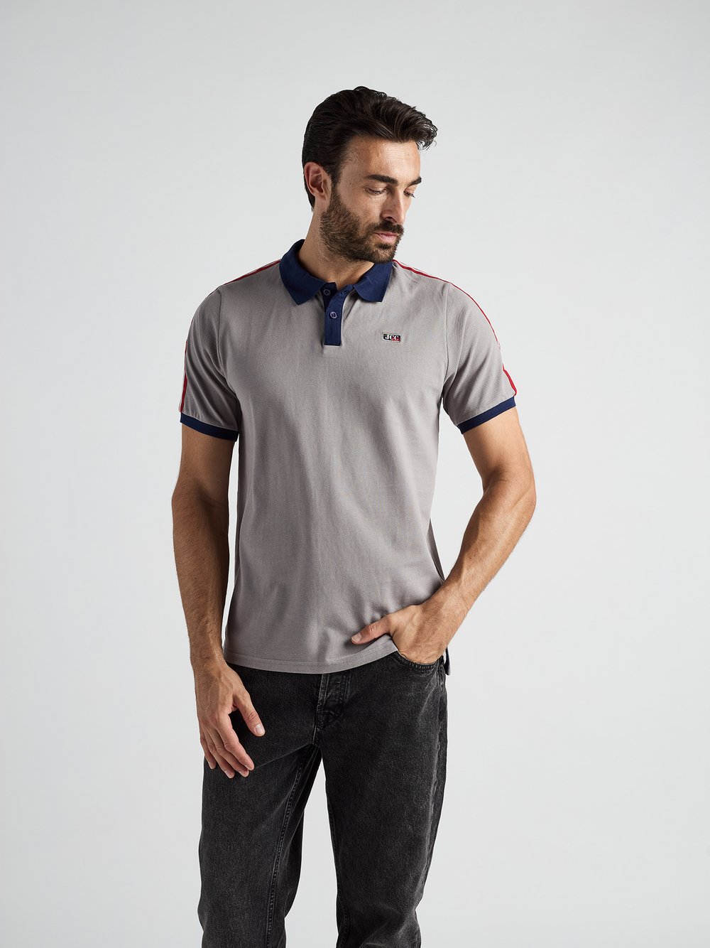 JCC Poloshirt Herren Baumwolle grau, M
