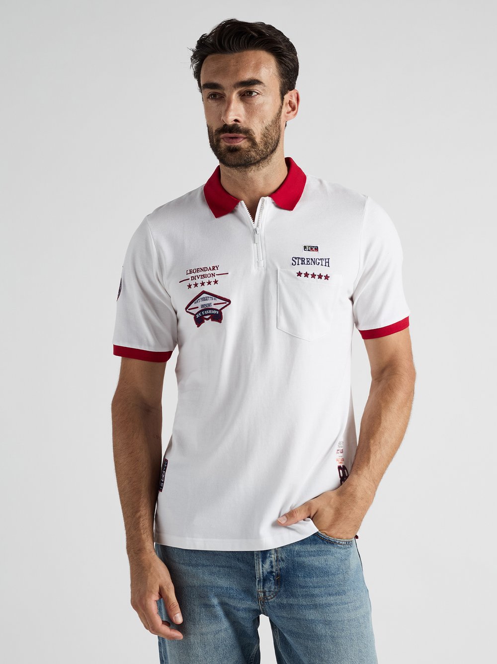 JCC Poloshirt Herren Baumwolle weiß, XXXXL