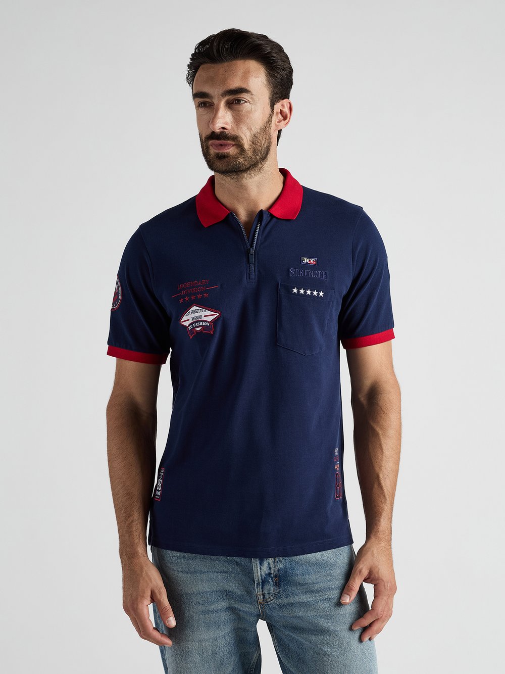 JCC Poloshirt Herren Baumwolle blau, M