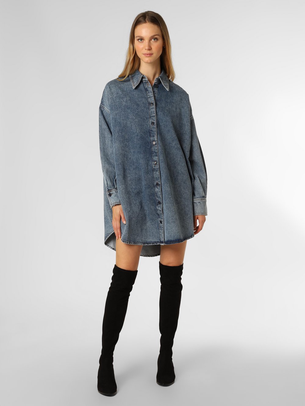 Drykorn - Damska sukienka jeansowa – Ceara, niebieski
