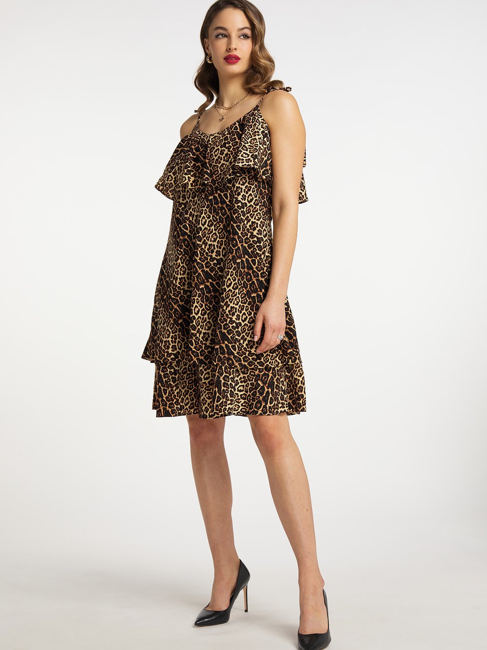 Faina Kleid mit Leoprint Damen beige gemustert, S