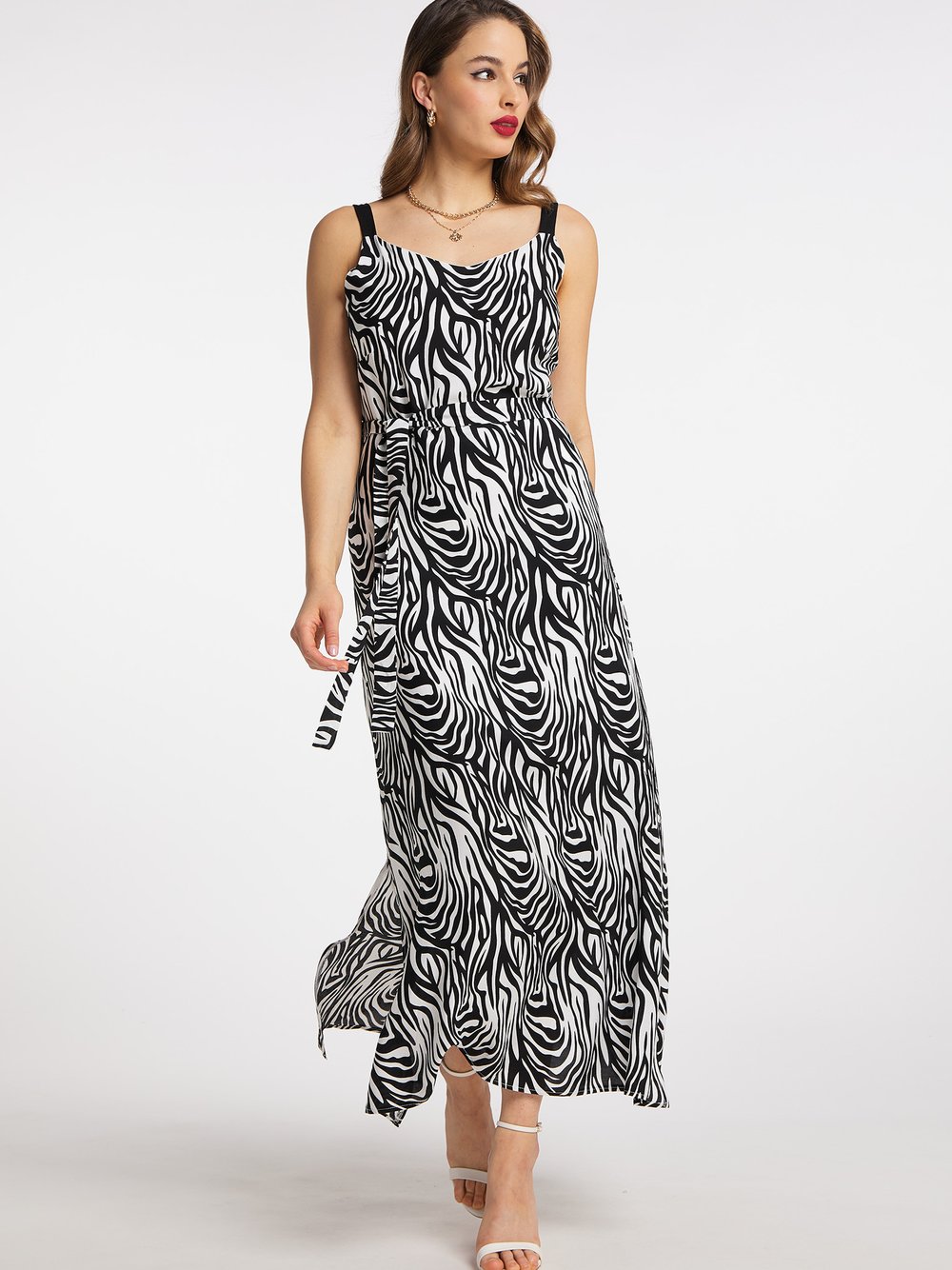 Faina Maxikleid mit Zebra-Print Damen Viskose mehrfarbig gemustert, XS