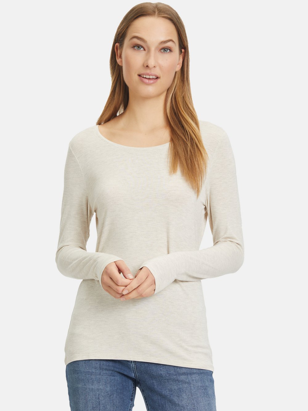 Betty & Co Basic Shirt Damen Viskose beige, XXL