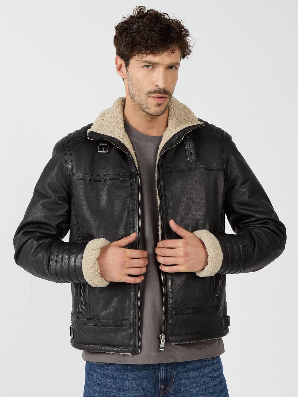 Thumbnail - JCC Lederjacke Herren schwarz, 60