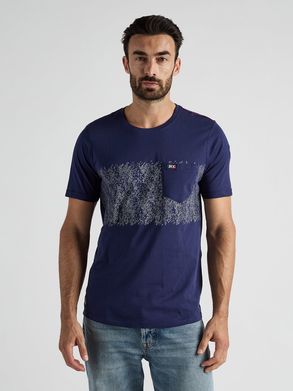 JCC T-Shirt Herren Baumwolle blau bedruckt, XXXL