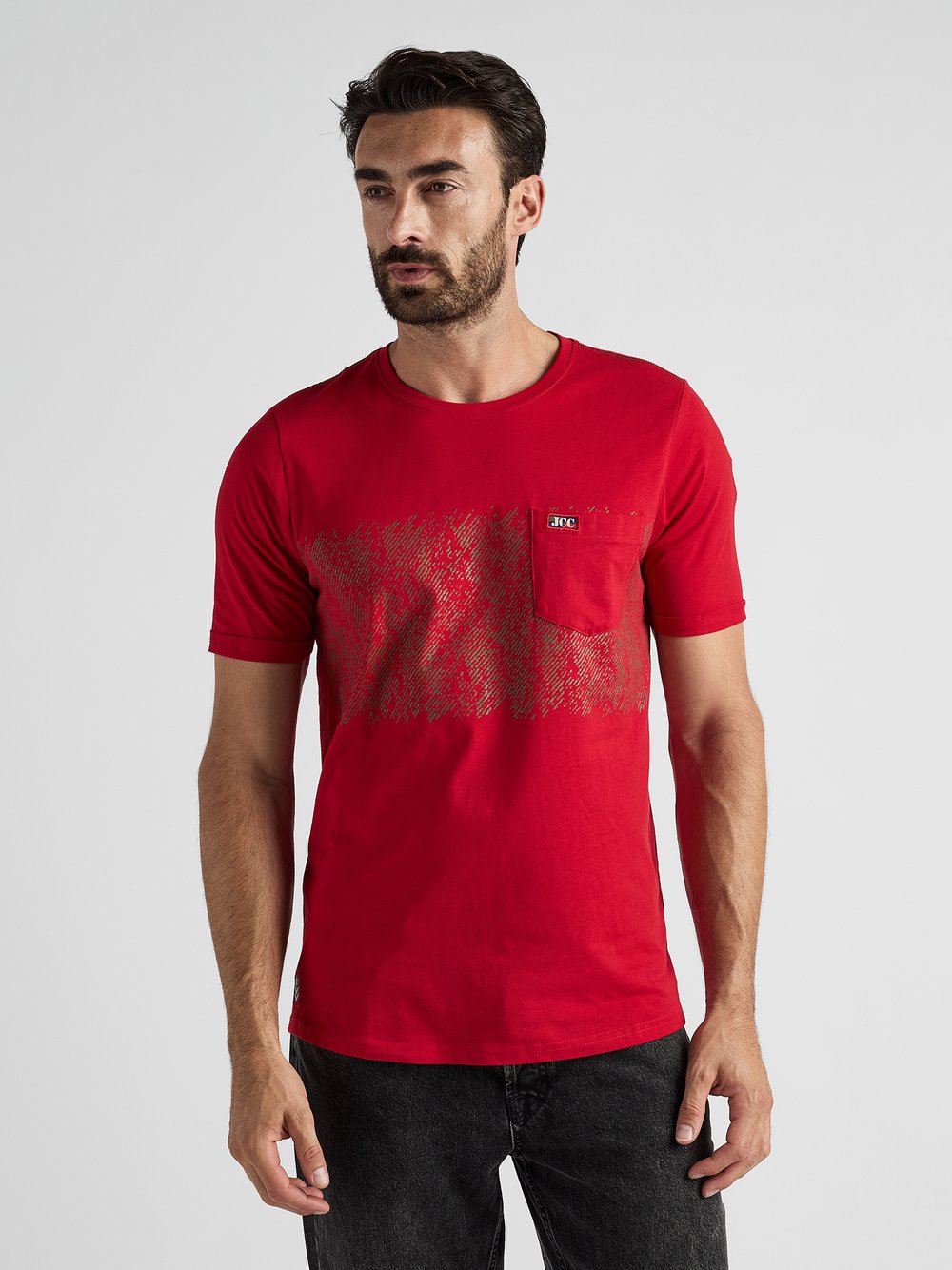 JCC T-Shirt Herren Baumwolle rot bedruckt, XXL