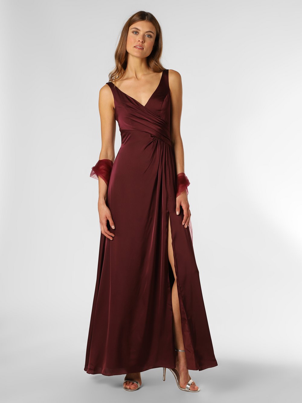 Unique - Damska sukienka wieczorowa z etolą, czerwony|lila