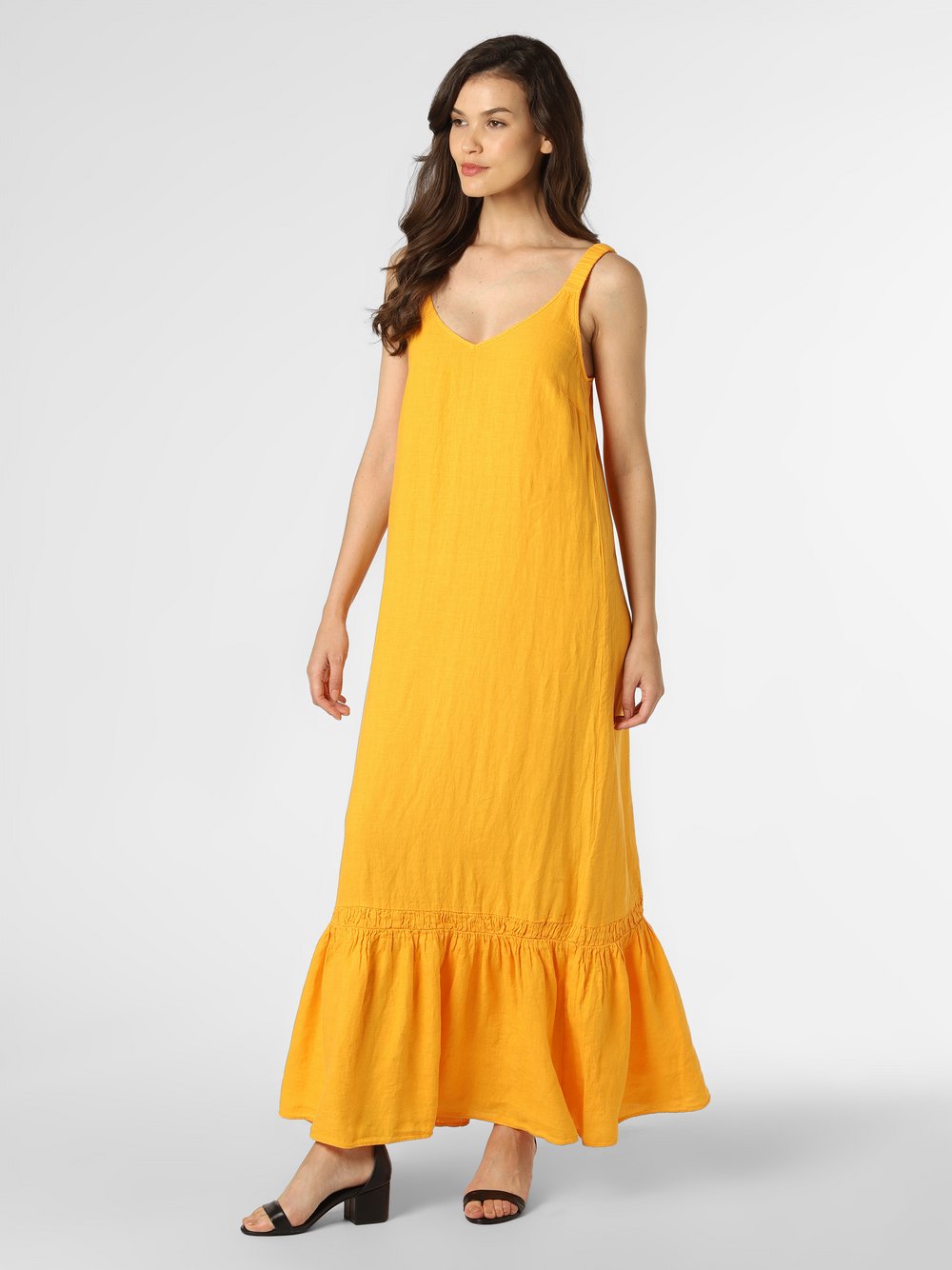 comma casual identity - Damska sukienka lniana, żółty
