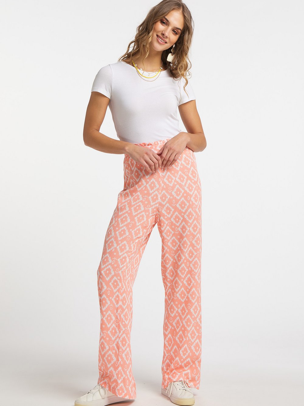 IZIA Hose Damen Viskose rosa gemustert, S