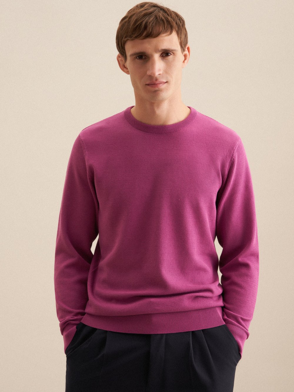 Thumbnail - Seidensticker Pullover Herren Baumwolle lila, S