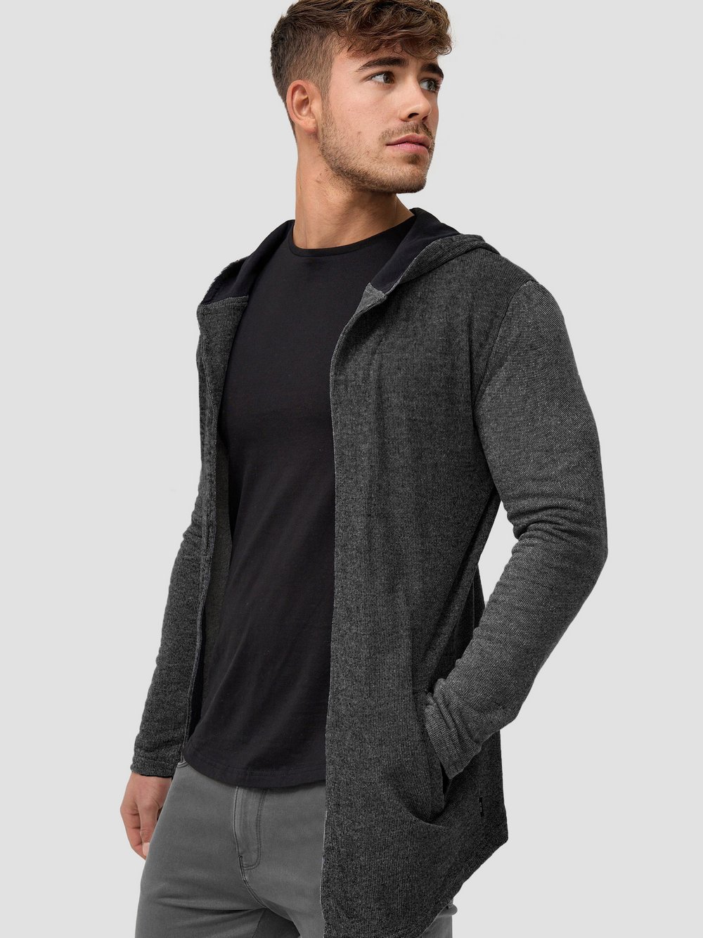 Indicode Strickjacke Herren Baumwolle schwarz, XXL