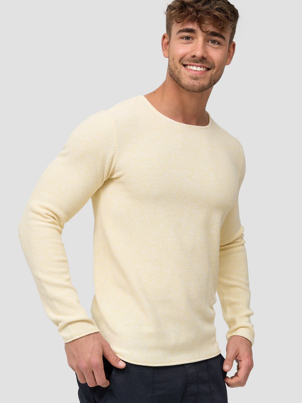 Indicode Strickpullover Herren Feinstrick gelb, L