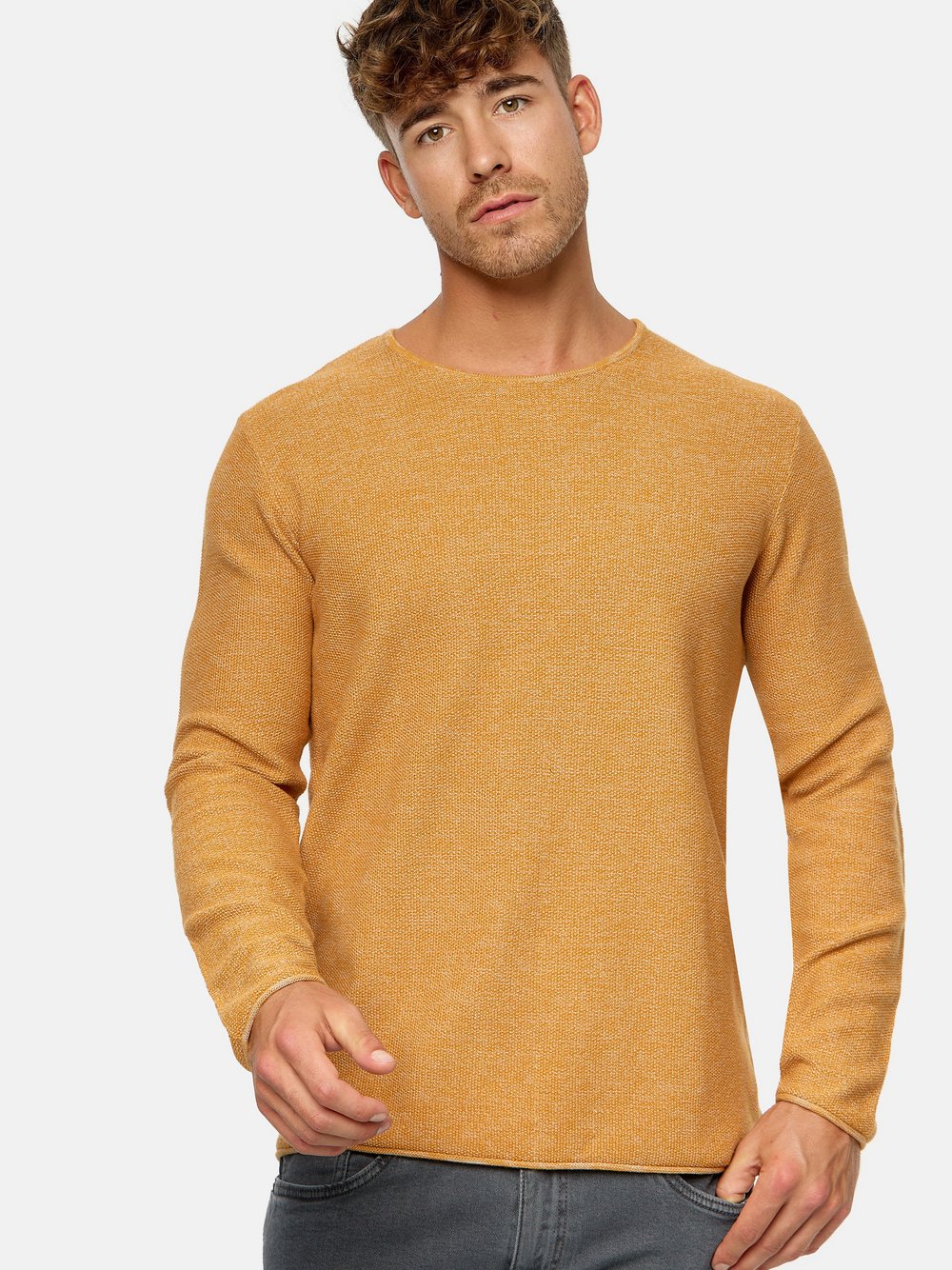 Indicode Strickpullover Herren Feinstrick gelb, L