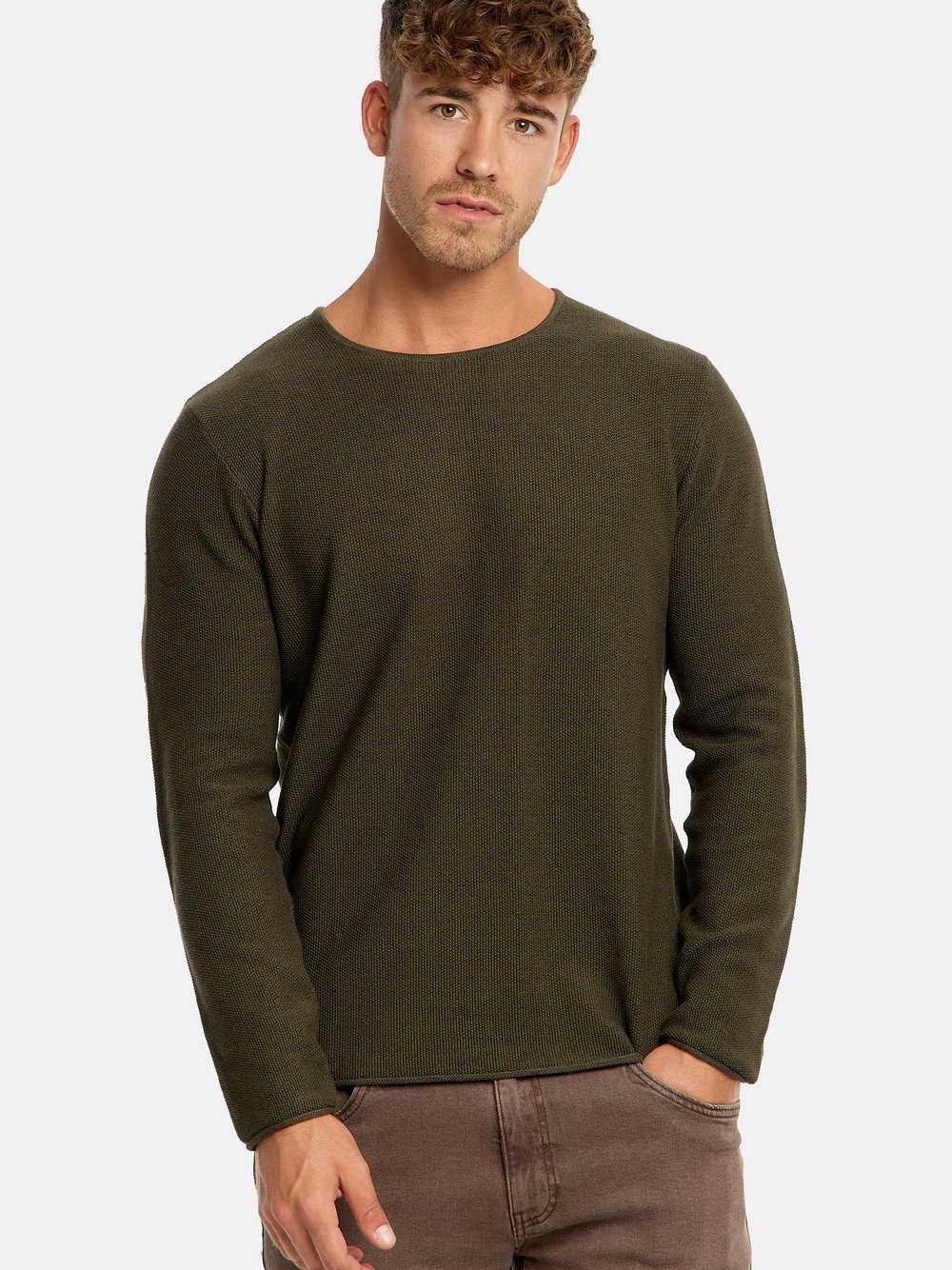 Indicode Strickpullover Herren Feinstrick grün, M