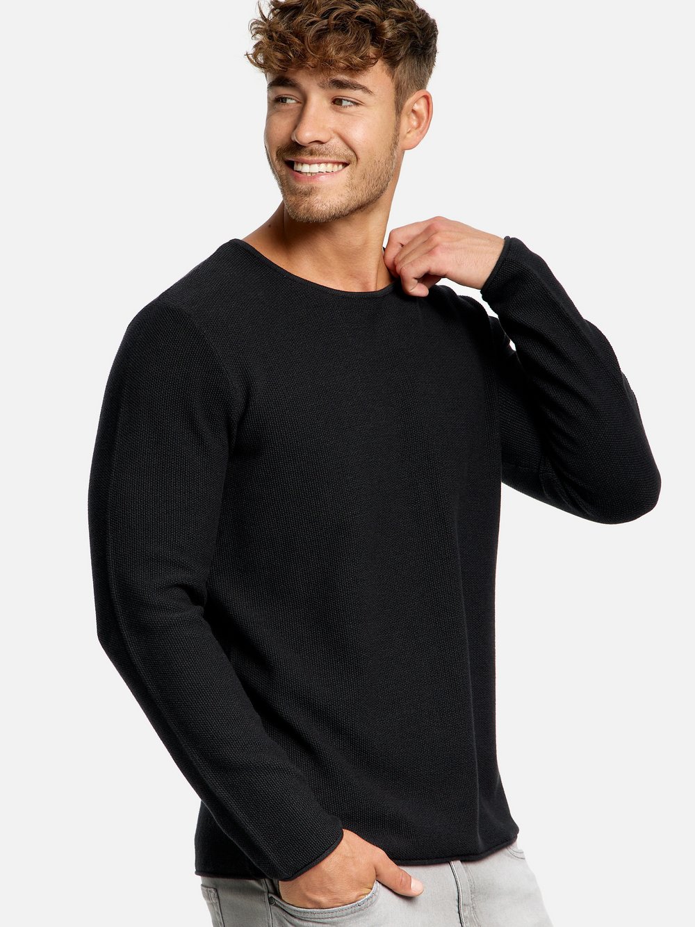 Indicode Strickpullover Herren Feinstrick schwarz, XXL