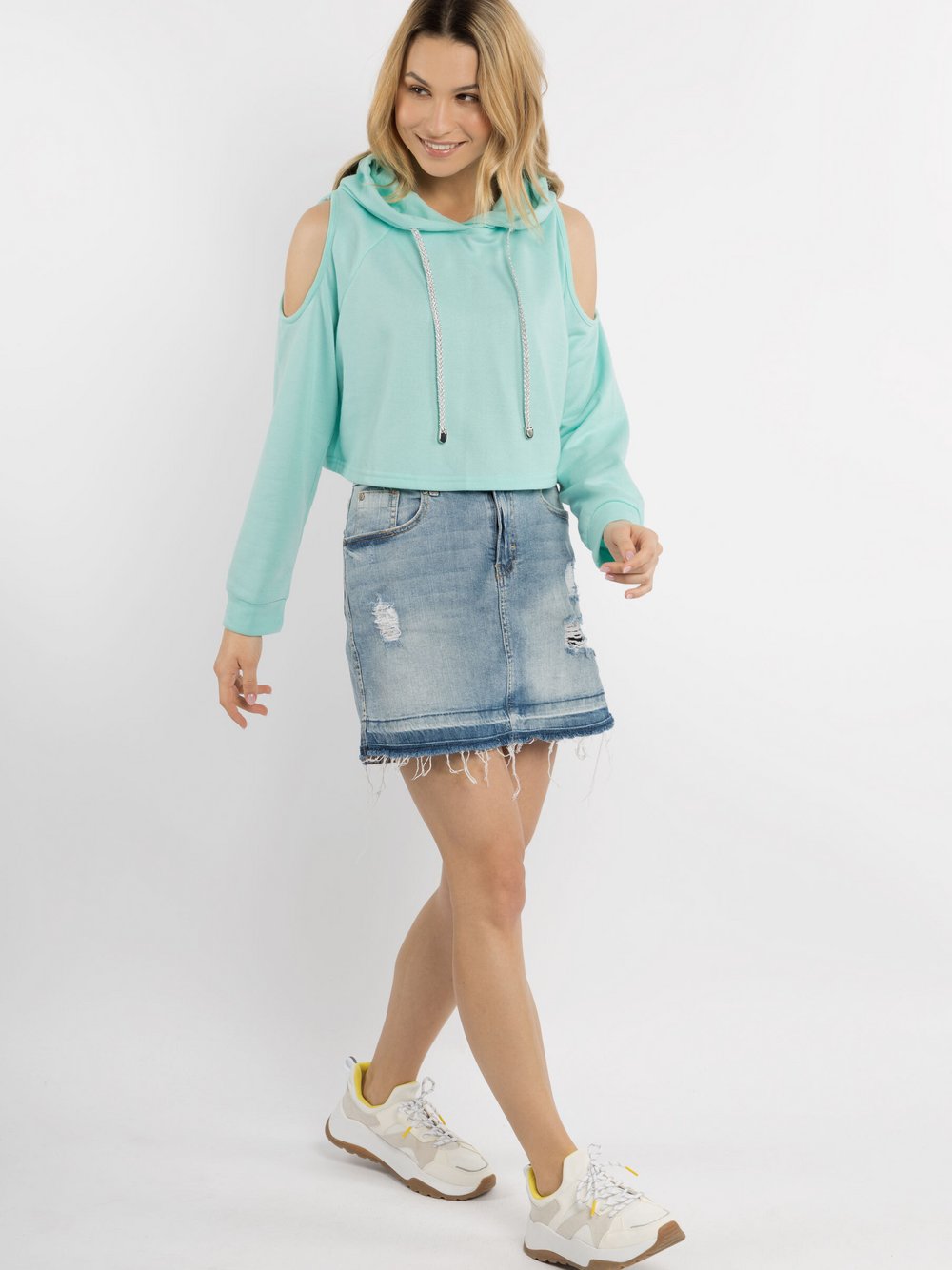 IZIA Cropped Hoodie Damen blau, XS