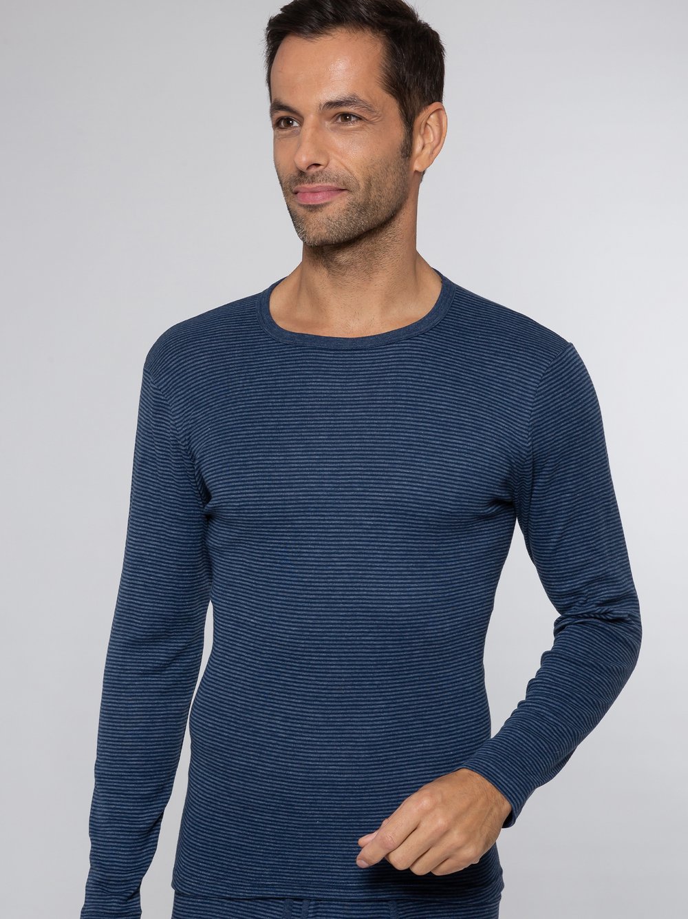 Ammann Unterhemd Jeans Feinripp Herren Baumwolle blau, M