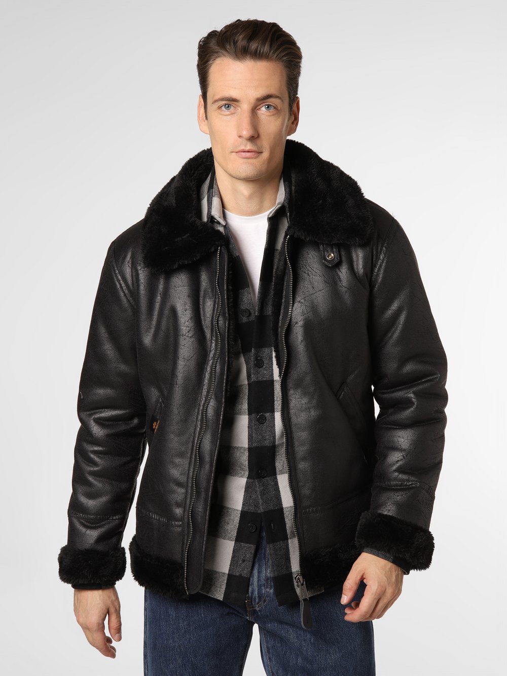 Alpha Industries Jacke Herren Kunstleder schwarz, M