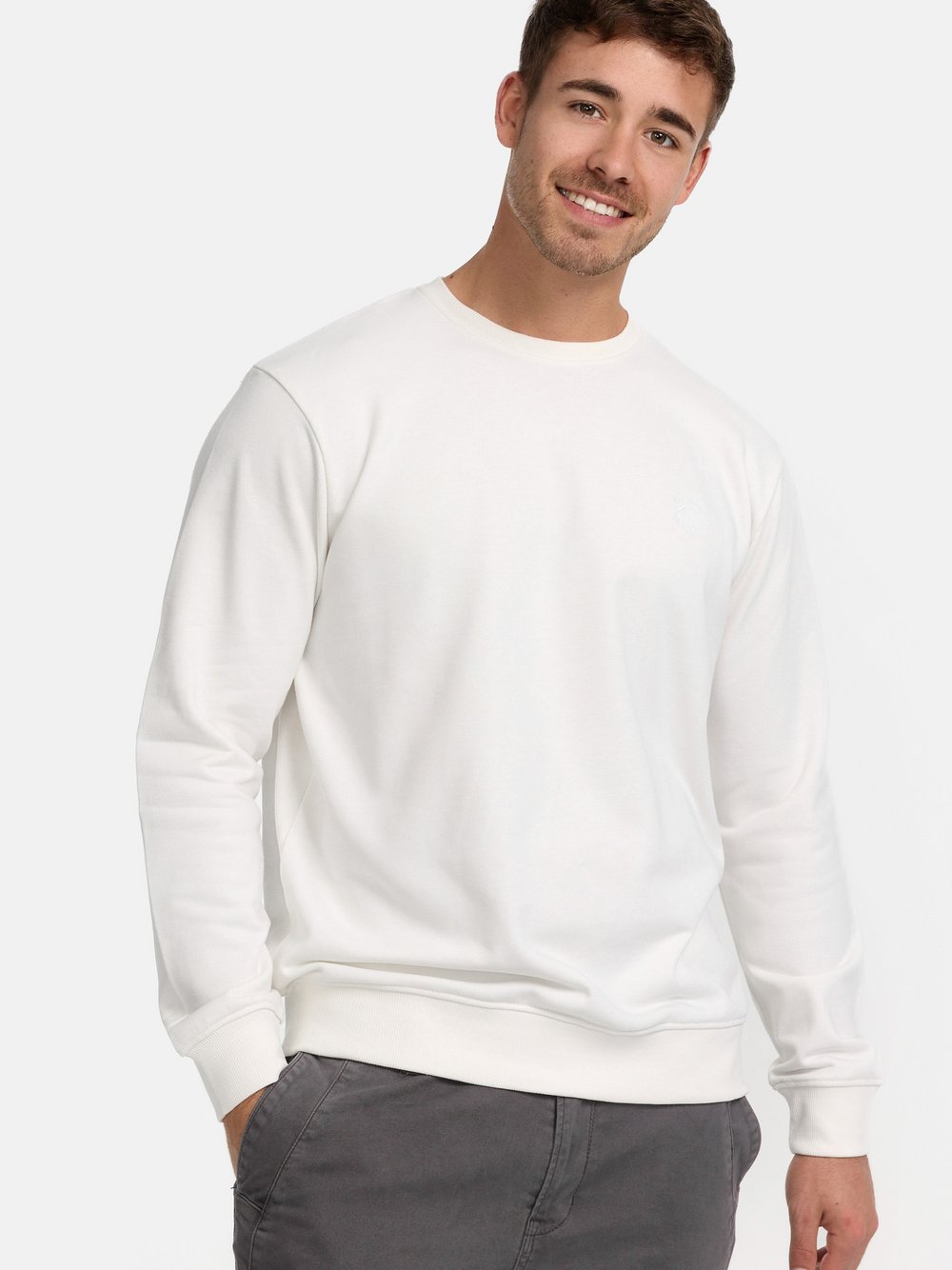 Indicode Sweatshirt Herren Baumwolle weiß, L