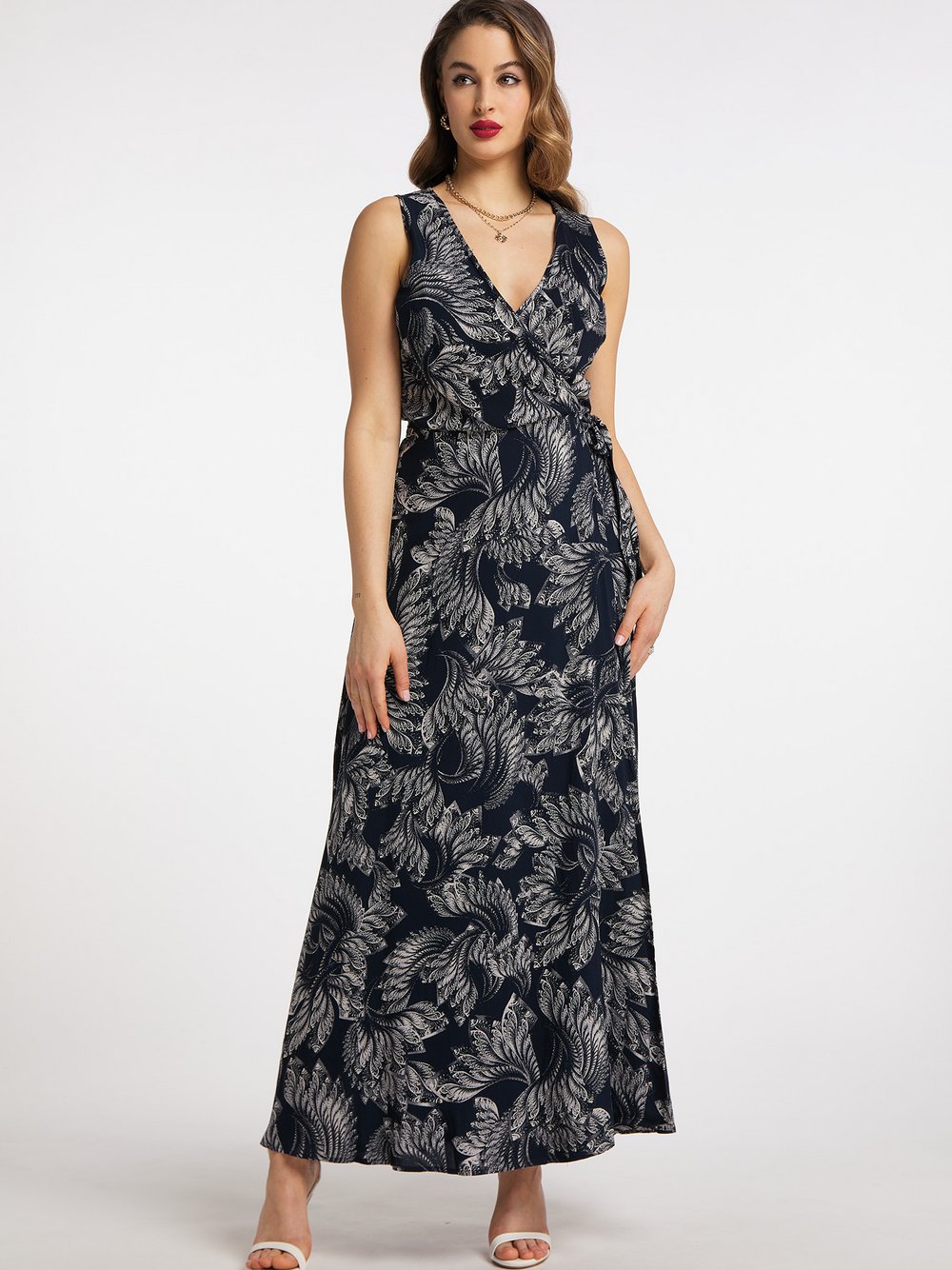 Faina Maxikleid mit Allover-Print Damen Viskose blau gemustert, XS