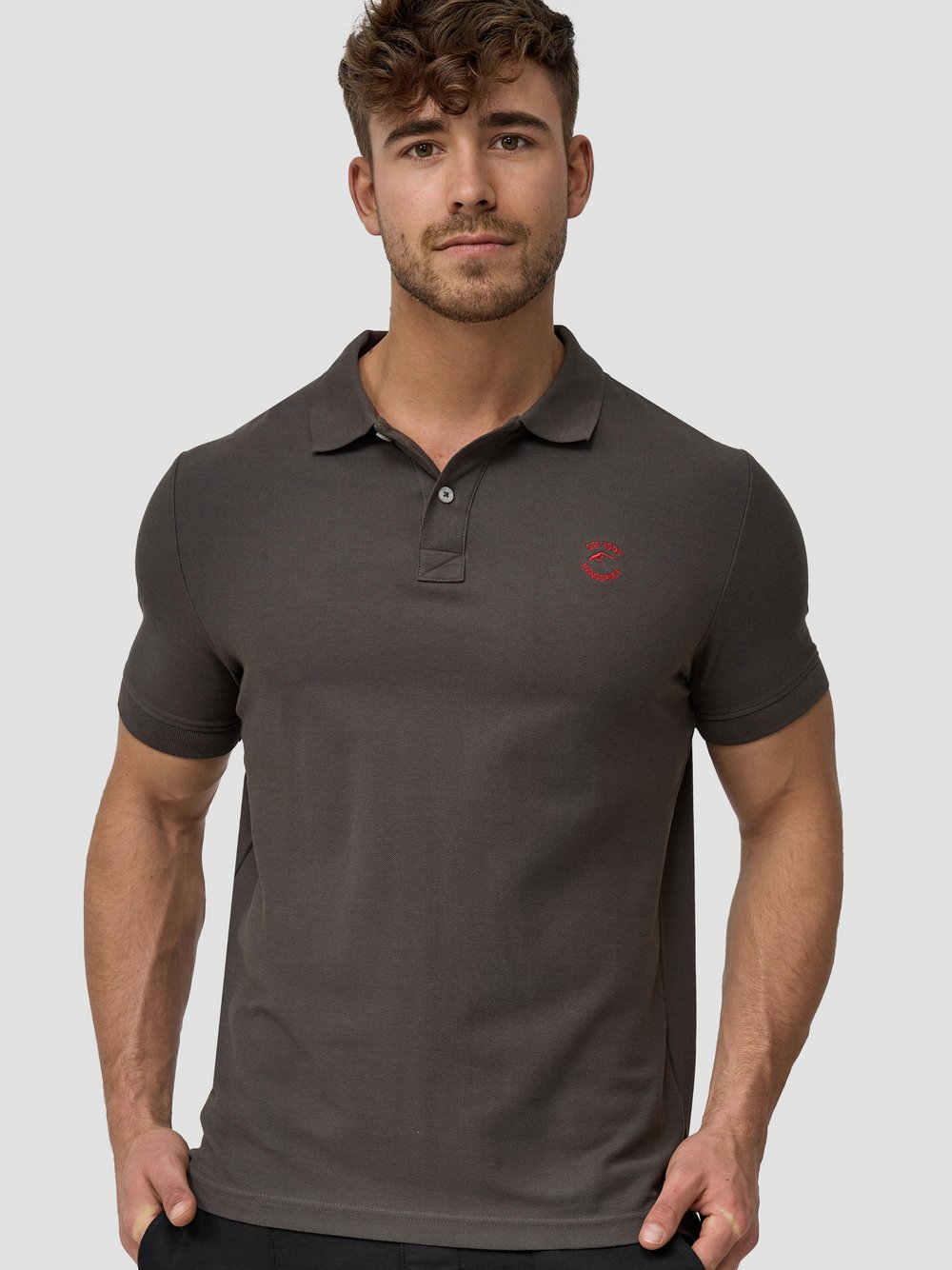 Indicode Poloshirt Herren Baumwolle grau, L