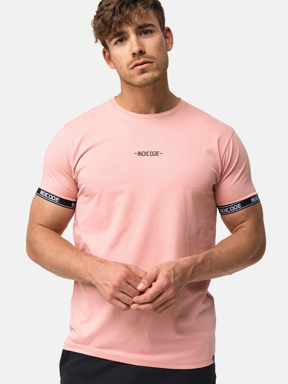 Indicode T-Shirt Herren Baumwolle rosa, L