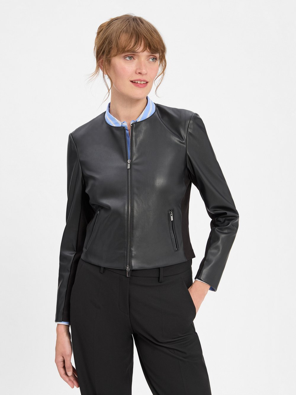 Vera Mont Kunstlederjacke Damen schwarz, 34
