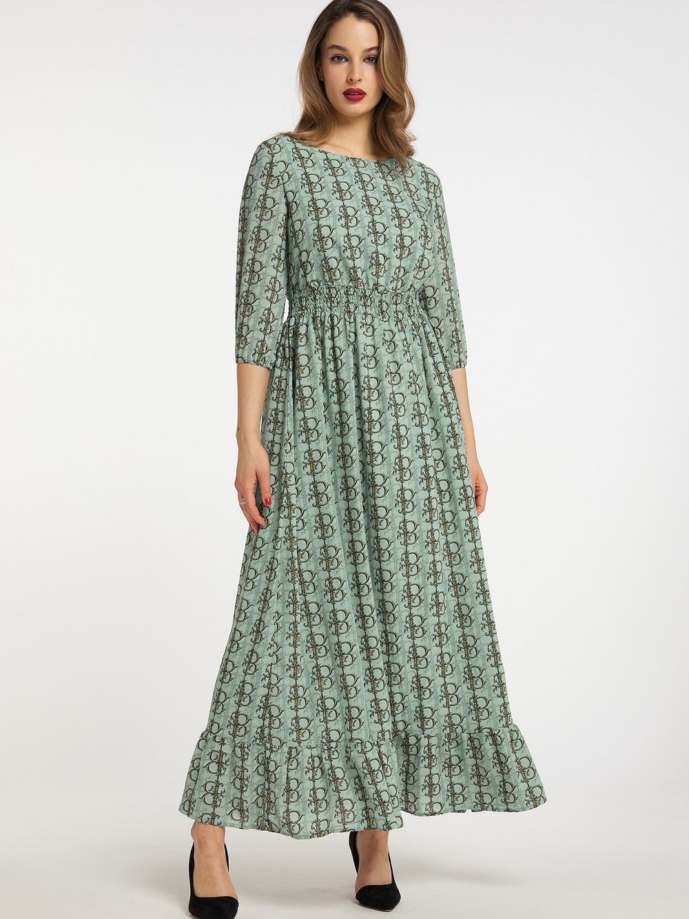 Faina Kleid Damen grün gemustert, L