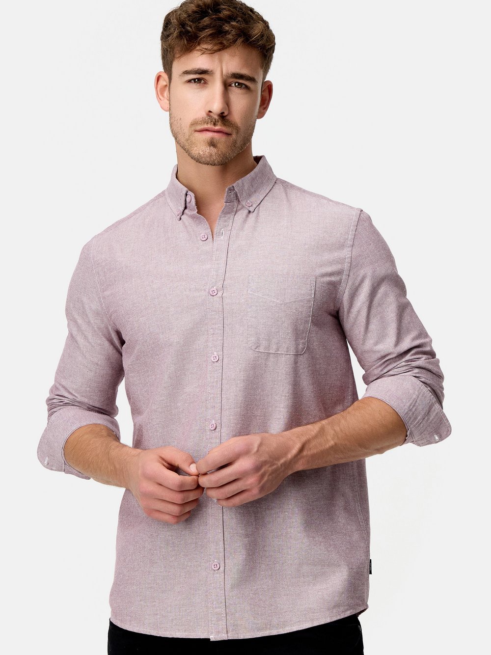 Indicode Hemd Langarm Herren Regular Fit Baumwolle rosa, XL