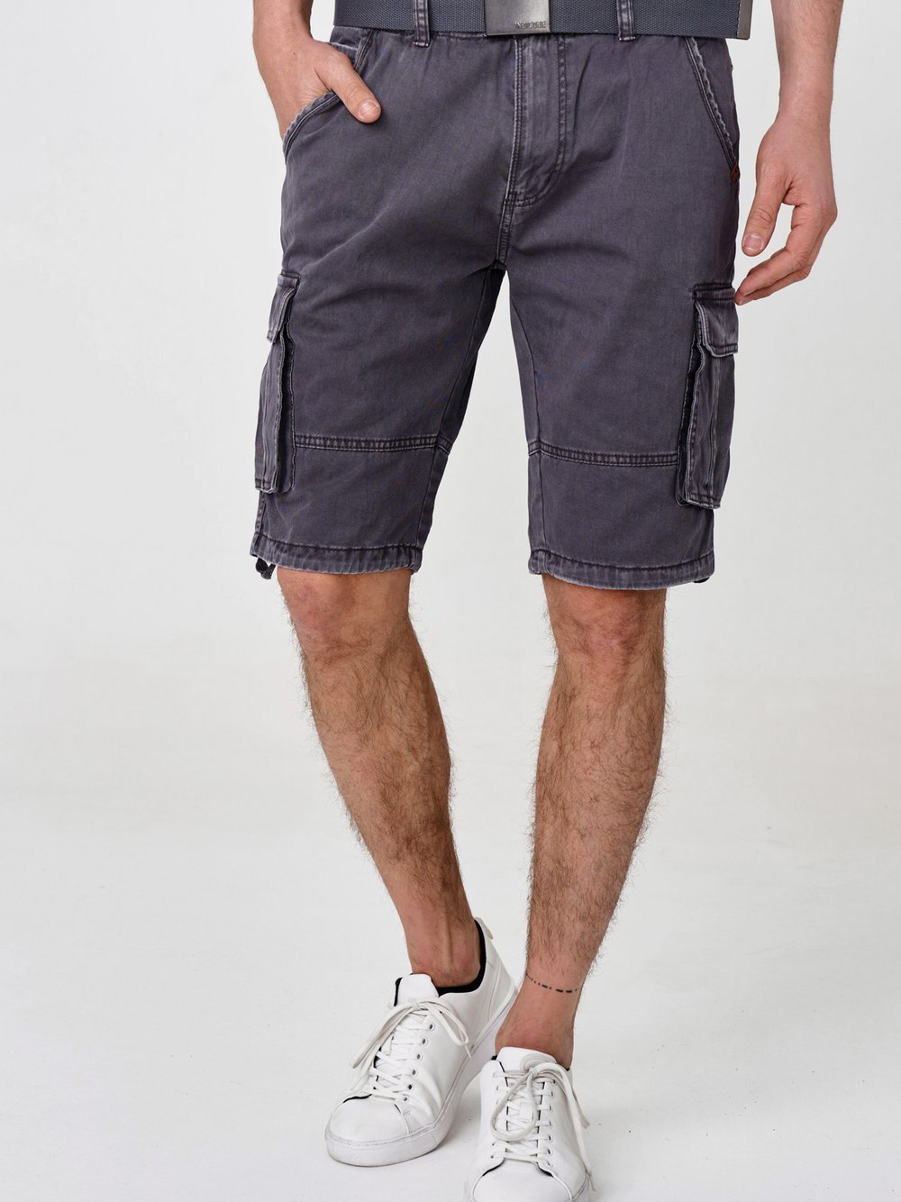 Indicode Shorts Cargo Herren Baumwolle grau, L