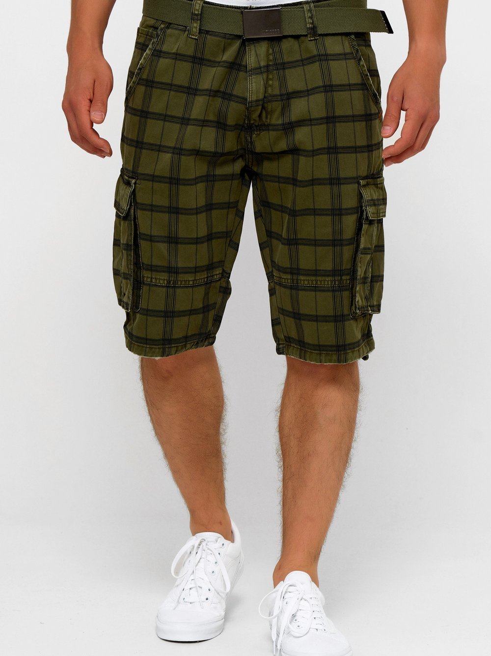 Indicode Shorts Cargo Herren Baumwolle grün, M