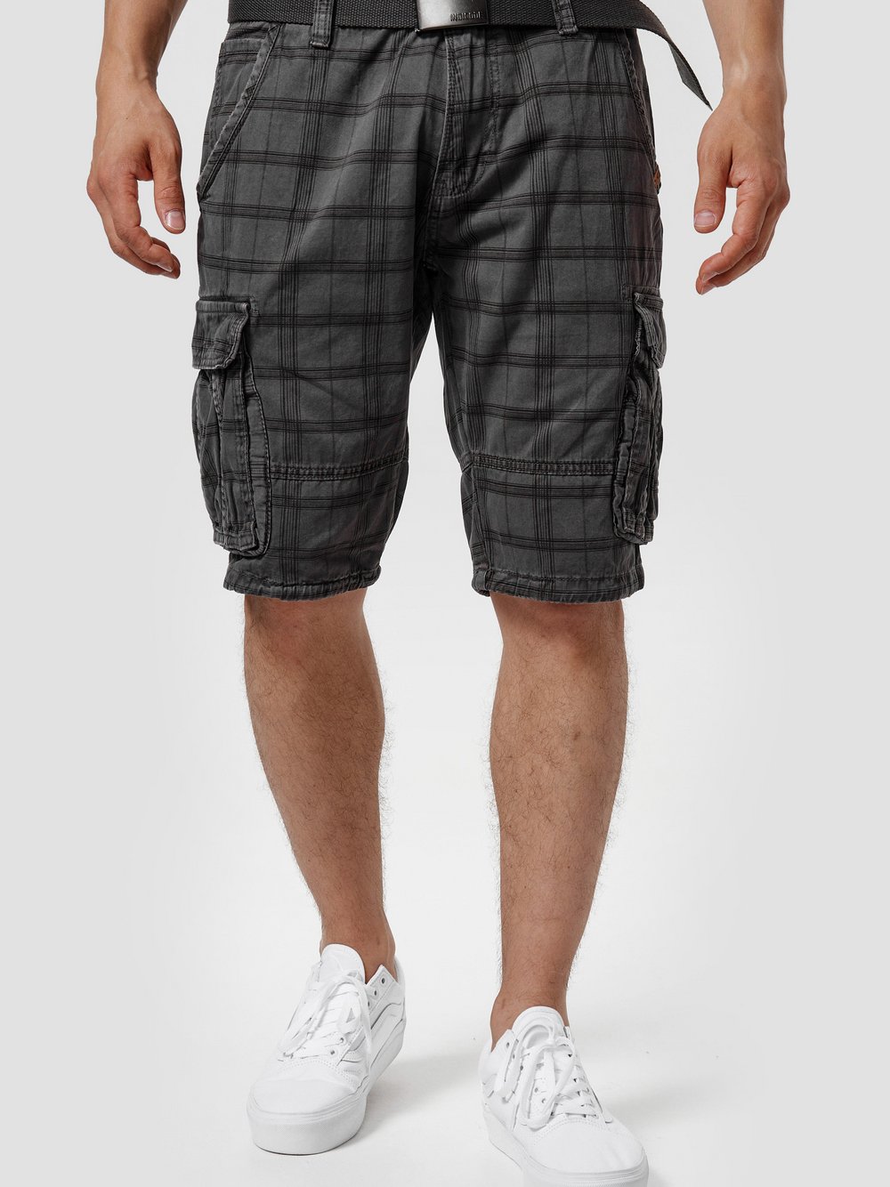 Indicode Shorts Cargo Herren Baumwolle grau, XL