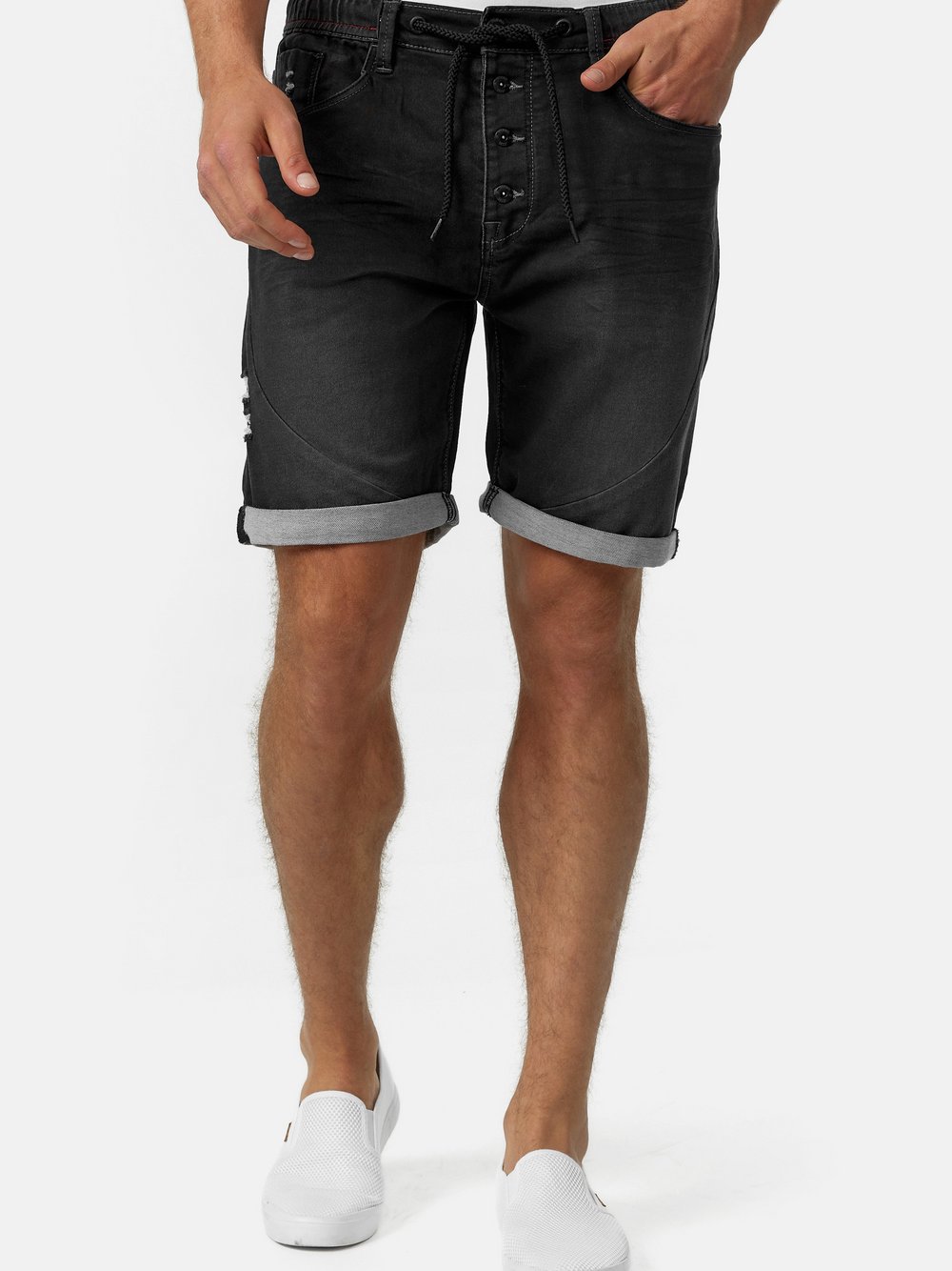 Indicode Shorts Sweat Herren Baumwolle schwarz, XL