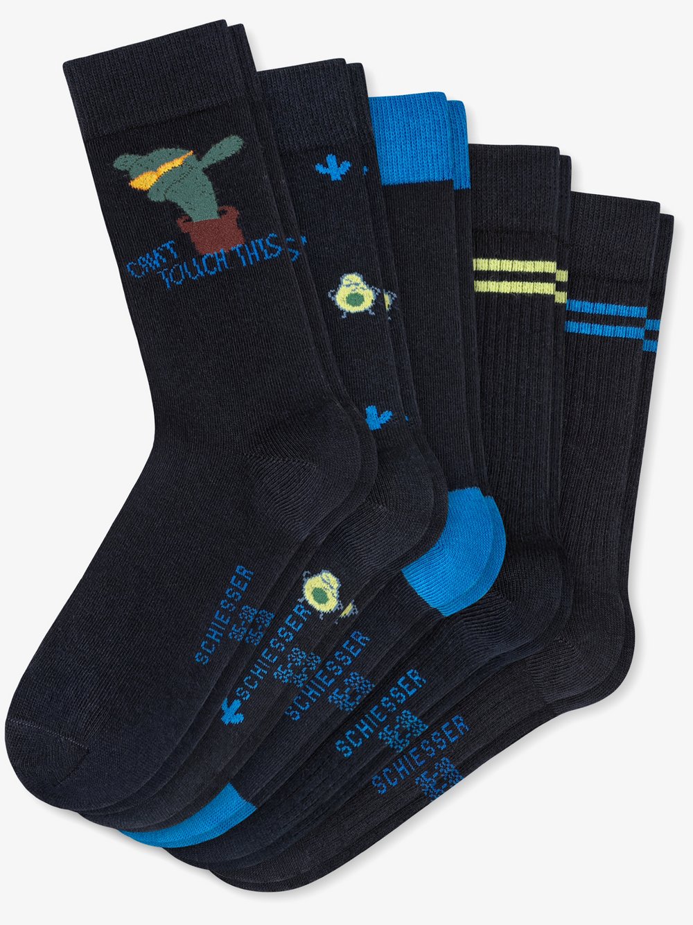 Schiesser Freizeitsocken  Jungen Jersey blau bedruckt, 39-42