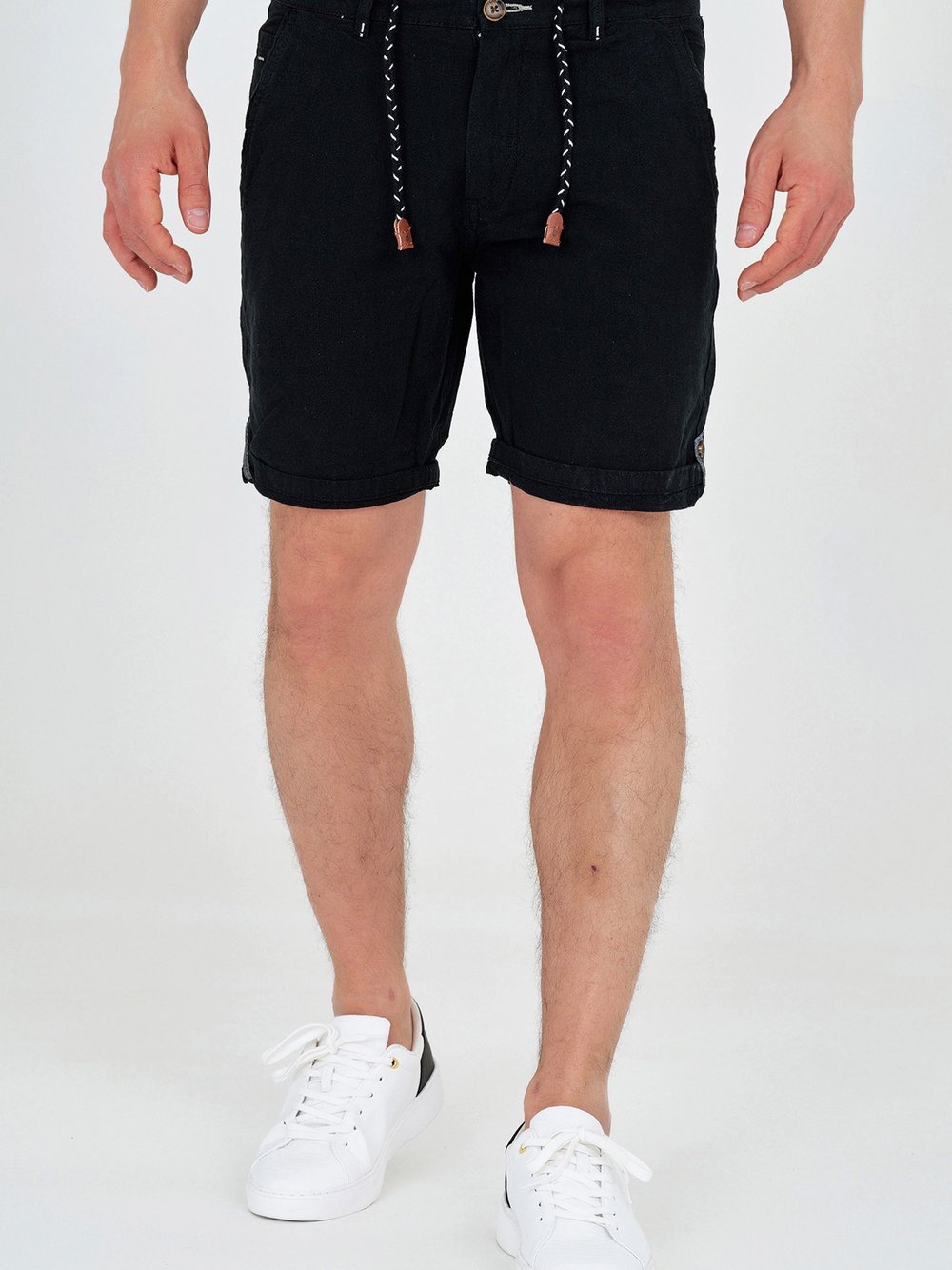 Indicode Shorts Leinen Herren Baumwolle schwarz, L