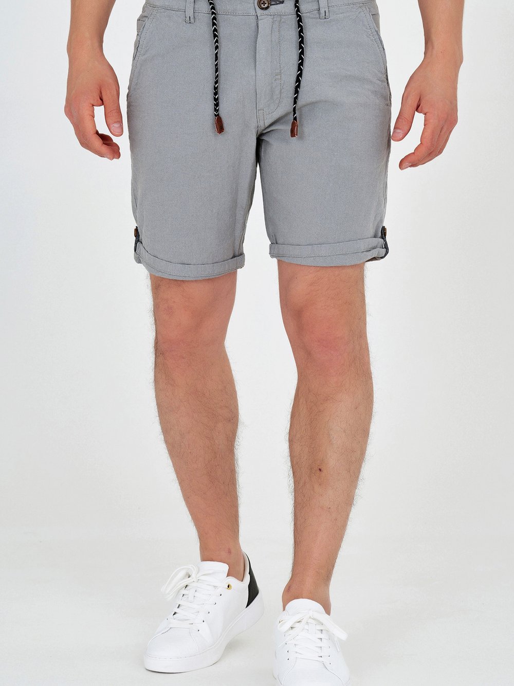 Indicode Shorts Leinen Herren Baumwolle grau, XL