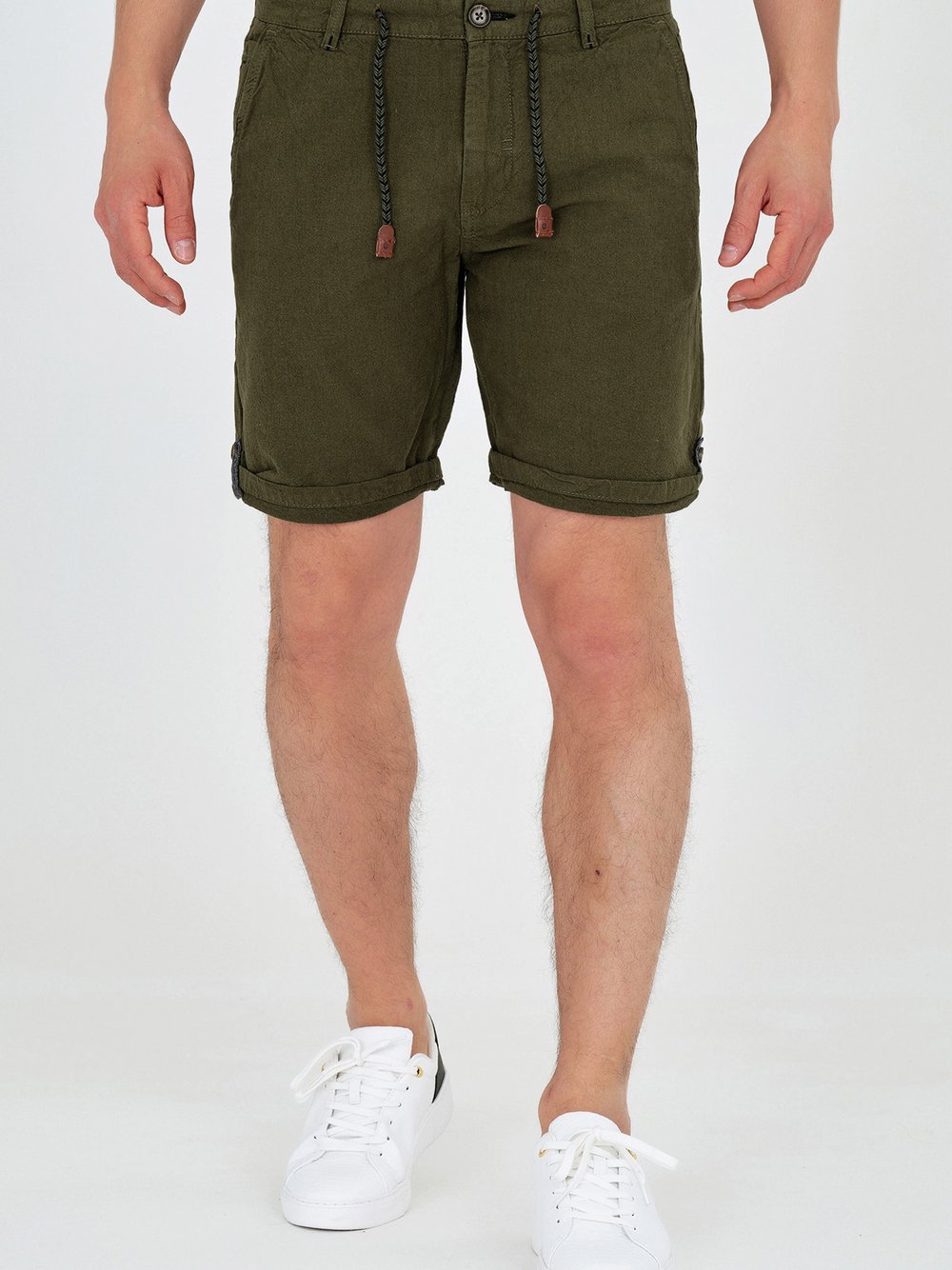 Indicode Shorts Leinen Herren Baumwolle grün, S