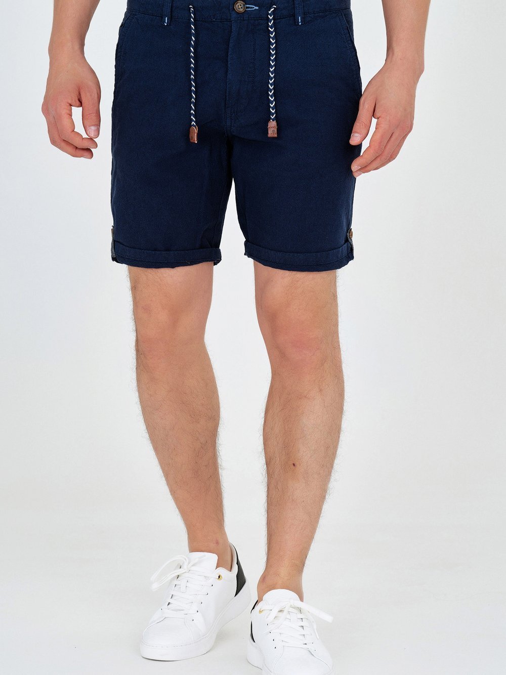 Indicode Shorts Leinen Herren Baumwolle blau, S