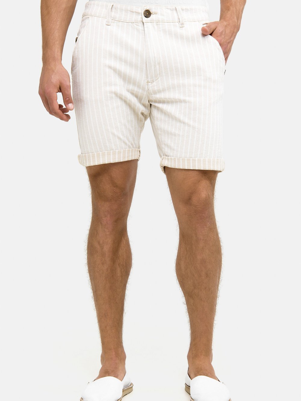 Indicode Shorts Chino Herren Baumwolle beige, XL