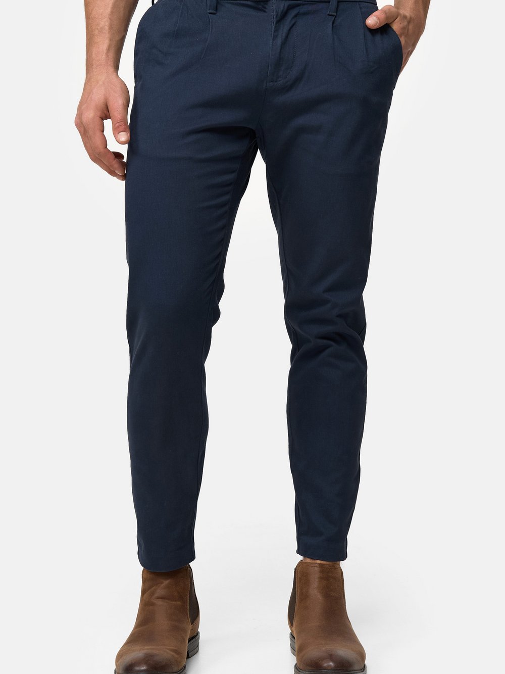 Indicode Chinohose Herren Baumwolle blau, 34-32