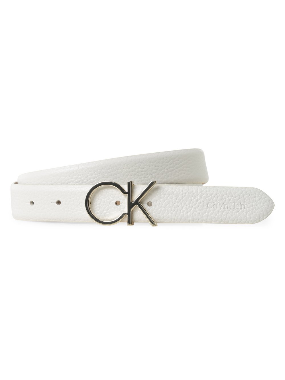 Calvin Klein - Damski pasek skórzany, biały