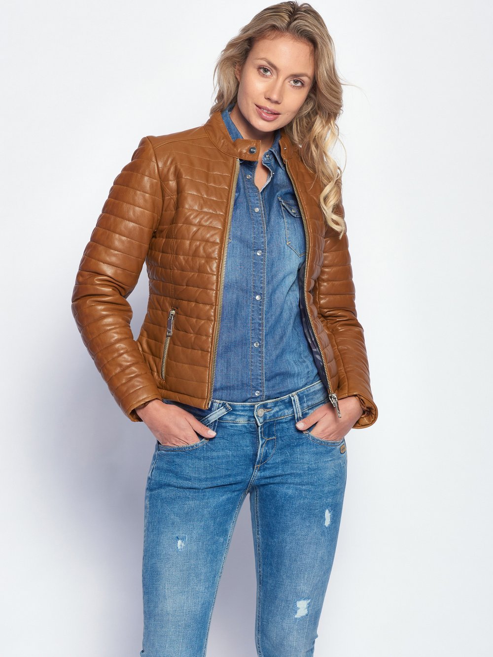 Maze Lederjacke Damen braun, XXL