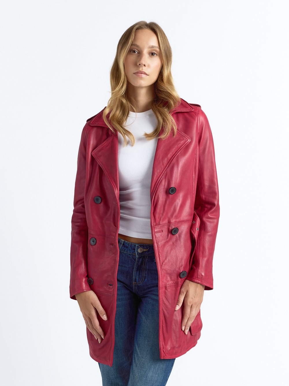 Thumbnail - Maze Mantel Damen Leder rot, XXL