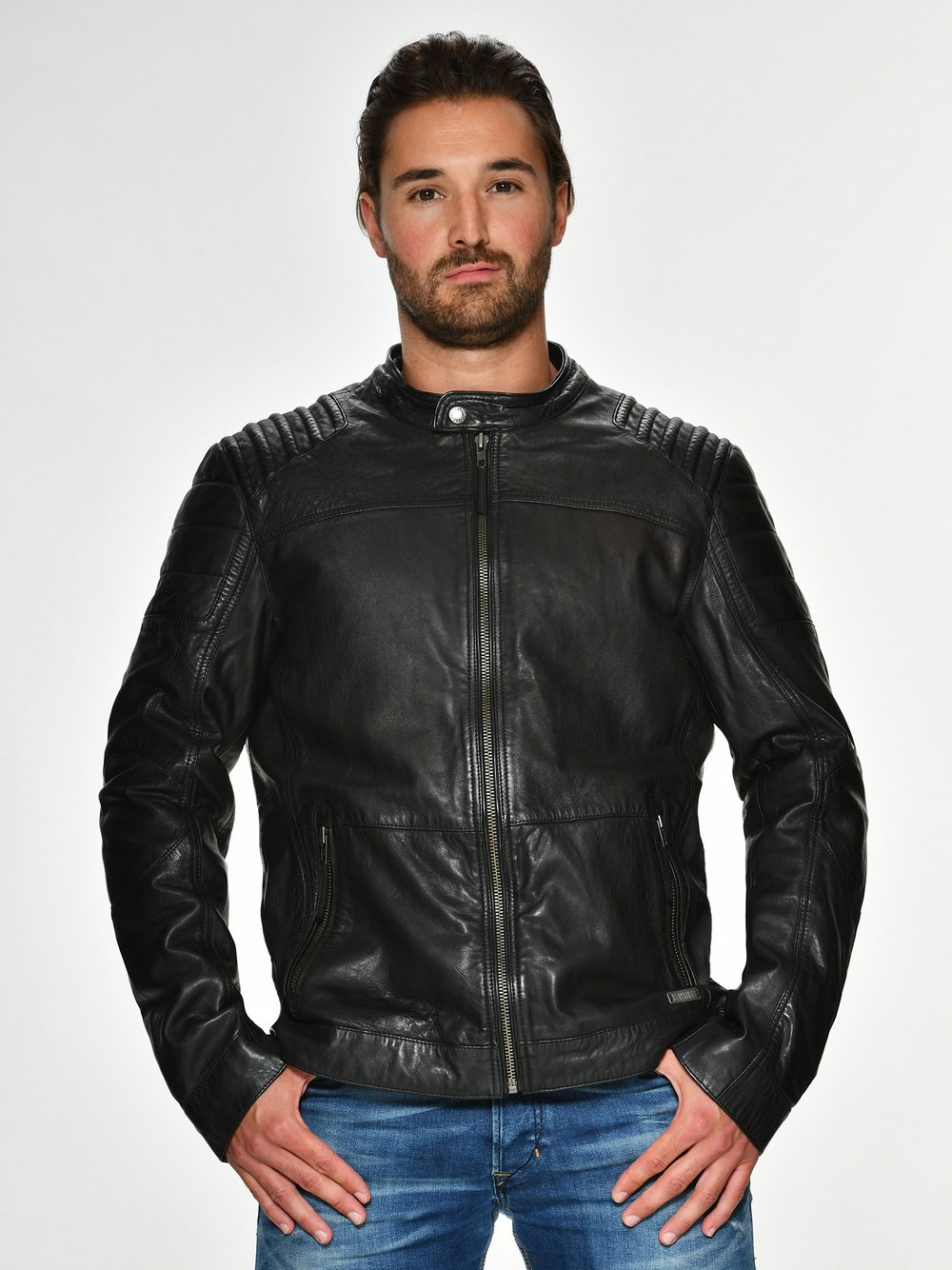 Mustang Lederjacke Herren schwarz, S